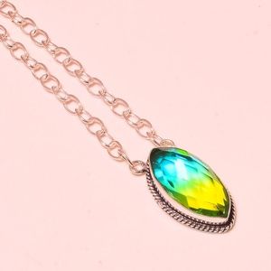 New MULTI TOURMALINE SILVER GEMSTONE NECKLACE